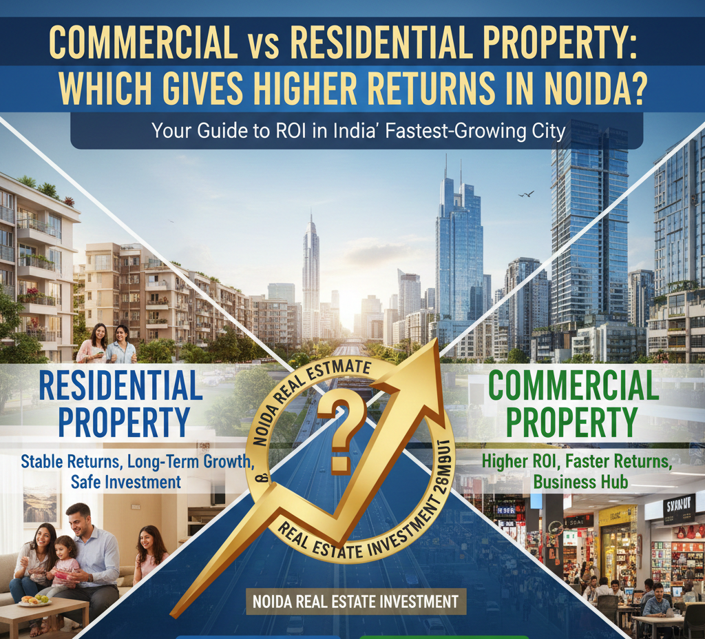 Commercial vs Residential Property in Noida – ROI and Investment Comparison